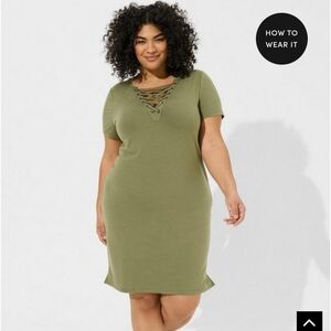 TORRID Mini Jersey Lace Up Shift Slit Dress NWT size 2